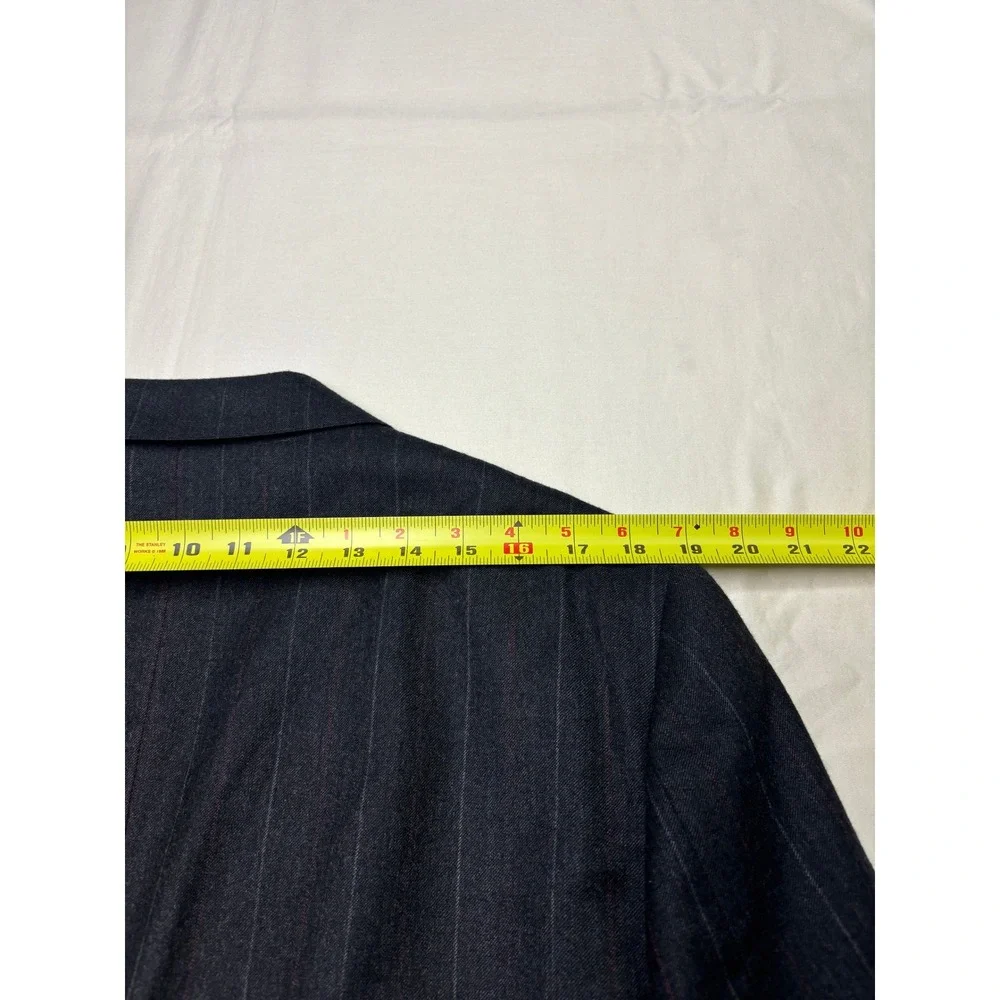 Vintage Polo University Club Ralph Lauren Pinstripe Wool Blazer Charcoal 44R‎